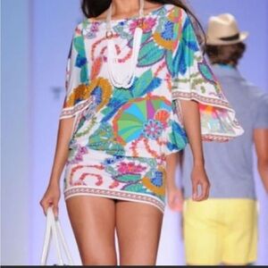 Trina Turk Casablanca Printed Caftan Swim Cover-up Dress Size Large Vacation